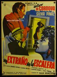 a385 UN EXTRANO EN LA ESCALERA Mexican movie poster '55 Cordova