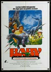 a270 BABY Spanish movie poster '85 cool dinosaur adventure!