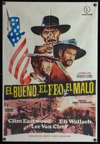 a288 GOOD, THE BAD & THE UGLY Spanish movie poster R70s Clint Eastwood