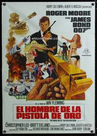 a295 MAN WITH THE GOLDEN GUN Spanish movie poster '74 Moore as Bond!