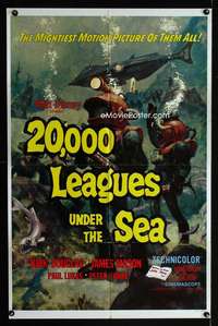 b005 20,000 LEAGUES UNDER THE SEA style A one-sheet movie poster R63 Verne