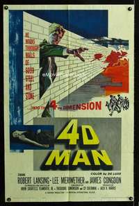 b011 4D MAN one-sheet movie poster '59 Robert Lansing walks through walls!