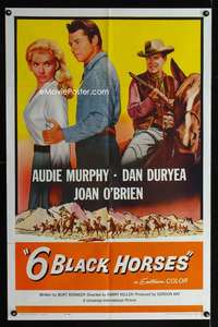 b797 SIX BLACK HORSES one-sheet movie poster '62 Audie Murphy, Dan Duryea