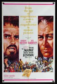 b018 AGONY & THE ECSTASY one-sheet movie poster '65 Charlton Heston
