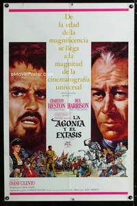 b019 AGONY & THE ECSTASY Spanish/U.S. one-sheet movie poster '65 Charlton Heston