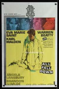 b026 ALL FALL DOWN one-sheet movie poster '62 Warren Beatty, Eva Marie Saint