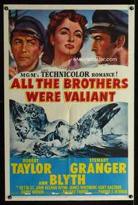 b028 ALL THE BROTHERS WERE VALIANT one-sheet movie poster '53 Robert Taylor