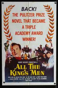 b030 ALL THE KING'S MEN one-sheet movie poster R58 Broderick Crawford