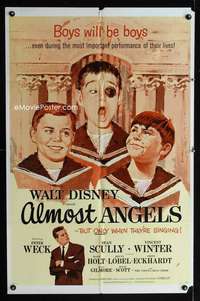 b033 ALMOST ANGELS one-sheet movie poster '62 Walt Disney choirboys!