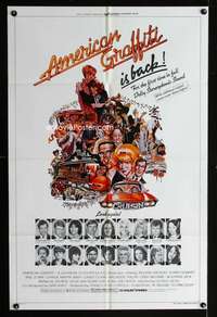 b039 AMERICAN GRAFFITI one-sheet movie poster R78 George Lucas teen classic!