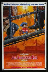 b040 AMERICAN TAIL advance one-sheet movie poster '86 Spielberg, Don Bluth