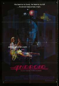 b044 ANDROID one-sheet movie poster '82 Klaus Kinski, cool Joann artwork!