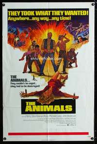b050 ANIMALS one-sheet movie poster '70 they took what they wanted!