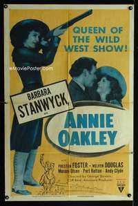 b053 ANNIE OAKLEY one-sheet movie poster R52 Barbara Stanwyck, Foster