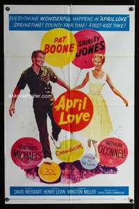 b057 APRIL LOVE one-sheet movie poster '57 Pat Boone, Shirley Jones