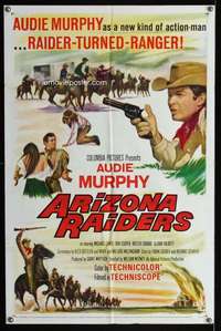 b059 ARIZONA RAIDERS one-sheet movie poster '65 Audie Murphy, Crabbe