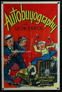 b064 AUTOBUYOGRAPHY one-sheet movie poster '33 comic Leon Errol's new car!