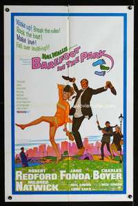 b076 BAREFOOT IN THE PARK one-sheet movie poster '67 Redford, Jane Fonda