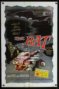 b079 BAT one-sheet movie poster R80s Vincent Price, great horror image!