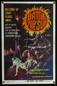 b080 BATTLE BEYOND THE SUN one-sheet movie poster '62 Russian sci-fi