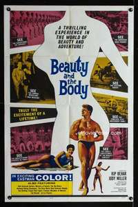b091 BEAUTY & THE BODY one-sheet movie poster '63 sexy male beefcake!