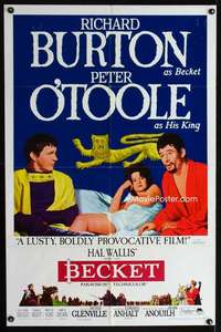 b092 BECKET style B one-sheet movie poster '64 Richard Burton, Peter O'Toole