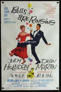 b101 BELLS ARE RINGING one-sheet movie poster '60 Judy Holliday,Dean Martin