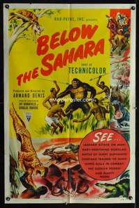 b102 BELOW THE SAHARA one-sheet movie poster '53 great giant ape image!