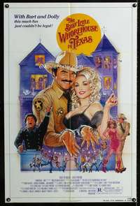 b107 BEST LITTLE WHOREHOUSE IN TEXAS one-sheet movie poster '82 Burt & Dolly