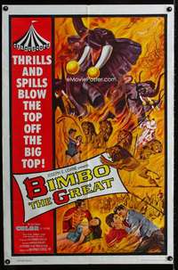 b114 BIMBO THE GREAT one-sheet movie poster '61 German circus big top!