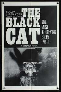b119 BLACK CAT one-sheet movie poster '66 Edgar Allan Poe, cool image!