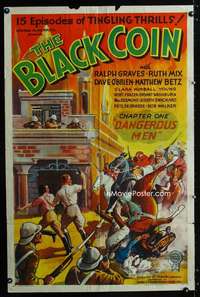 b120 BLACK COIN Chap 1 one-sheet movie poster '36 Ralph Graves, serial!