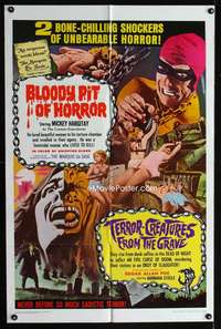 b129 BLOODY PIT OF HORROR/TERROR-CREATURES FROM GRAVE one-sheet movie poster '67