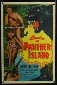 b133 BOMBA ON PANTHER ISLAND one-sheet movie poster '49 Johnny Sheffield