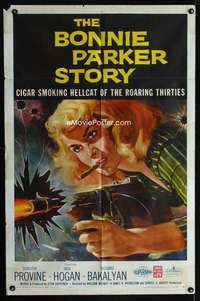 b134 BONNIE PARKER STORY one-sheet movie poster '58 AIP, great image!