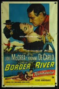 b136 BORDER RIVER one-sheet movie poster '54 Joel McCrea, Yvonne De Carlo