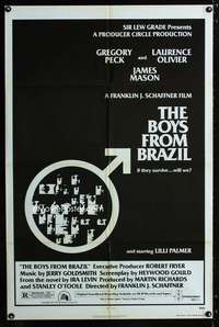 b142 BOYS FROM BRAZIL one-sheet movie poster '78 Gregory Peck, Olivier