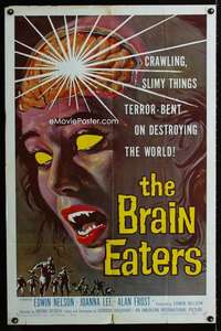 b144 BRAIN EATERS one-sheet movie poster '58 Roger Corman, AIP horror!