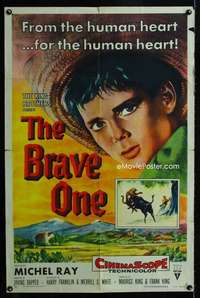 b145 BRAVE ONE one-sheet movie poster '56 Irving Rapper western!