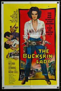 b153 BUCKSKIN LADY one-sheet movie poster '57 Medina, sexy bad girl!
