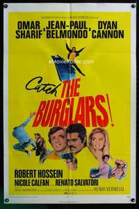 b158 BURGLARS one-sheet movie poster '72 Omar Sharif, Jean-Paul Belmondo