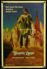 b160 BUSTIN' LOOSE one-sheet movie poster '81 Richard Pryor runs from KKK!