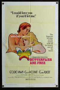 b162 BUTTERFLIES ARE FREE one-sheet movie poster '72 Goldie Hawn, Albert