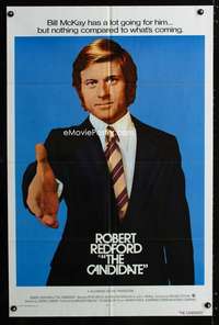 b169 CANDIDATE int'l 1sh '72 great campaign image of Robert Redford w/hand extended!