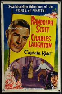 b171 CAPTAIN KIDD one-sheet movie poster R52 Charles Laughton, Scott