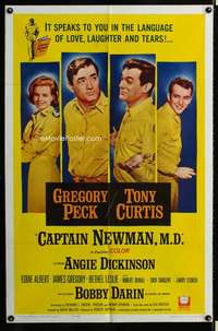 b173 CAPTAIN NEWMAN MD one-sheet movie poster '64 Greg Peck, Tony Curtis