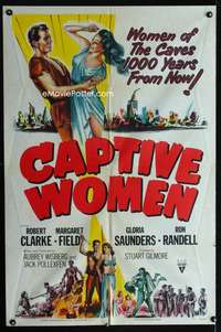 b175 CAPTIVE WOMEN one-sheet movie poster '52 futuristic sexy sci-fi!
