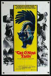 b181 CAT O' NINE TAILS one-sheet movie poster '71 Dario Argento sci-fi!