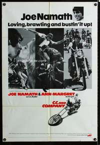 b183 CC & COMPANY one-sheet movie poster '70 Joe Namath, biker gang!