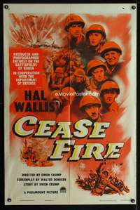 b184 CEASE FIRE one-sheet movie poster '53 Hal Wallis, 3D Korean War!